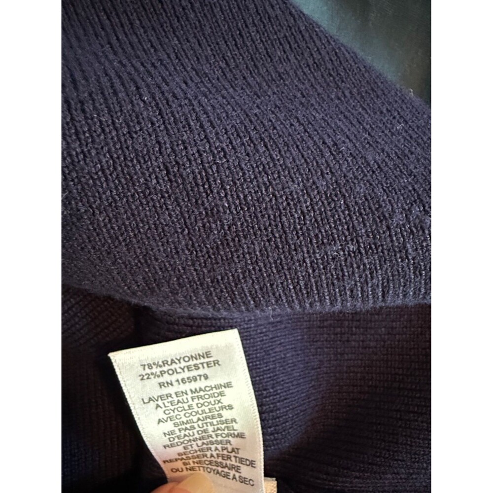 NWT Cable & Gauge Navy Sleeveless Crew Sweater Vest Tank White Scallop Trim XL - Picture 5 of 6